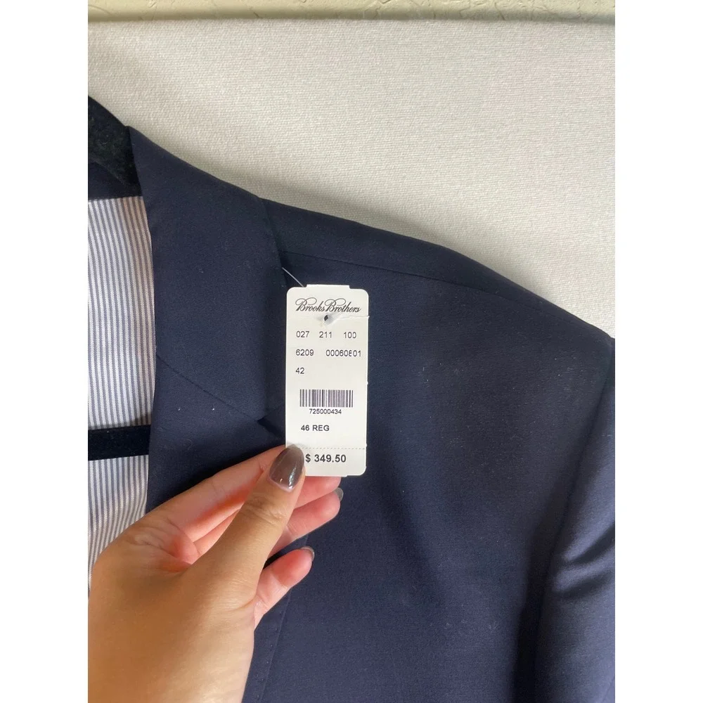 Brooks Brothers Explorer Madison Fit Navy Blue Wool Blend Blazer Jacket 46 REG
